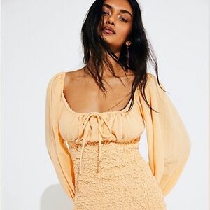 NWT Free People Endless Summer Jade Mini Dress Long Balloon Sleeve Bodycon